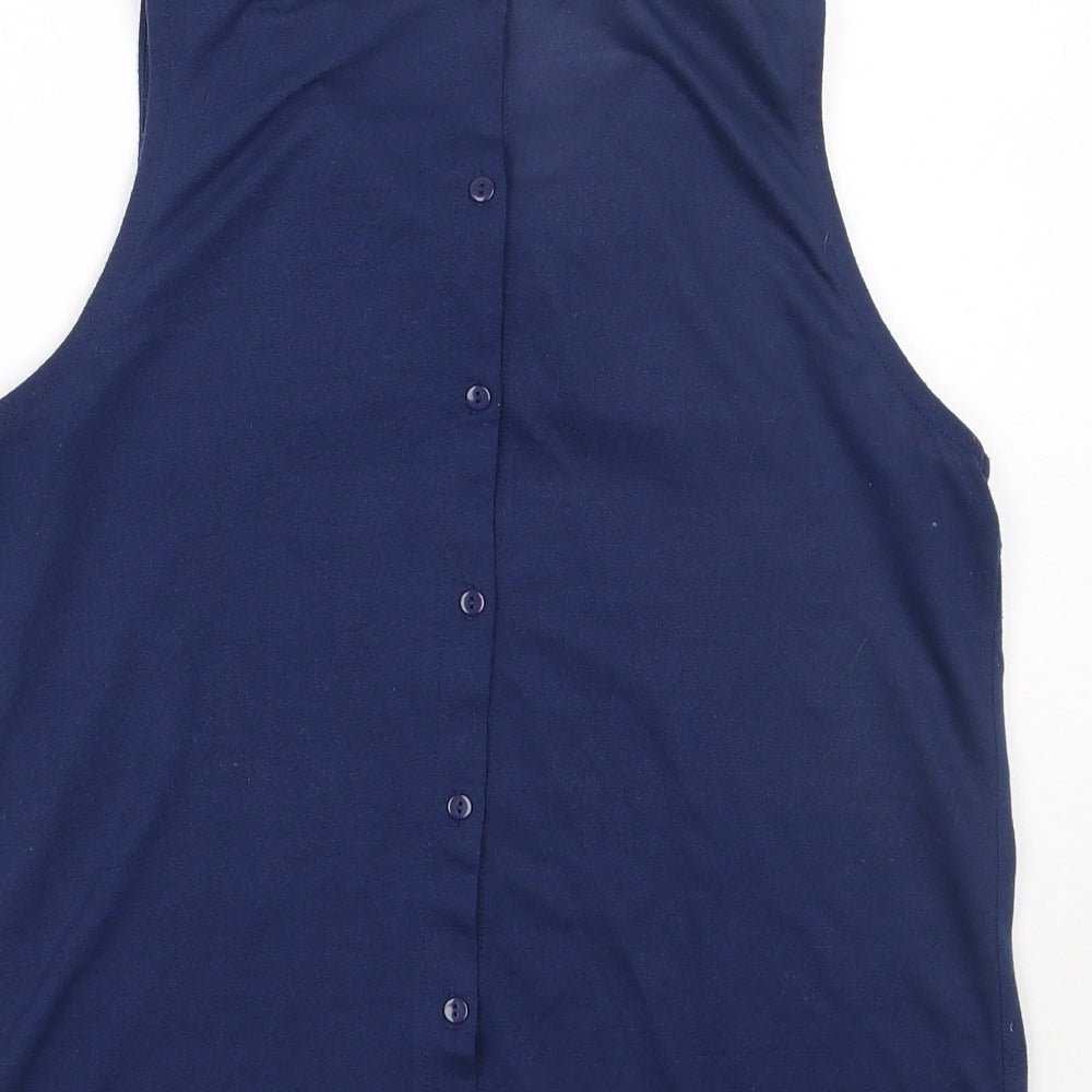 Internacionale Womens Blue Polyester Basic Tank Size 10 Collared