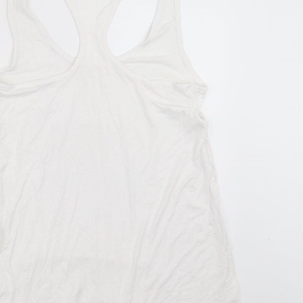 NEXT Womens White Striped Viscose Basic Tank Size 12 Round Neck - sequins