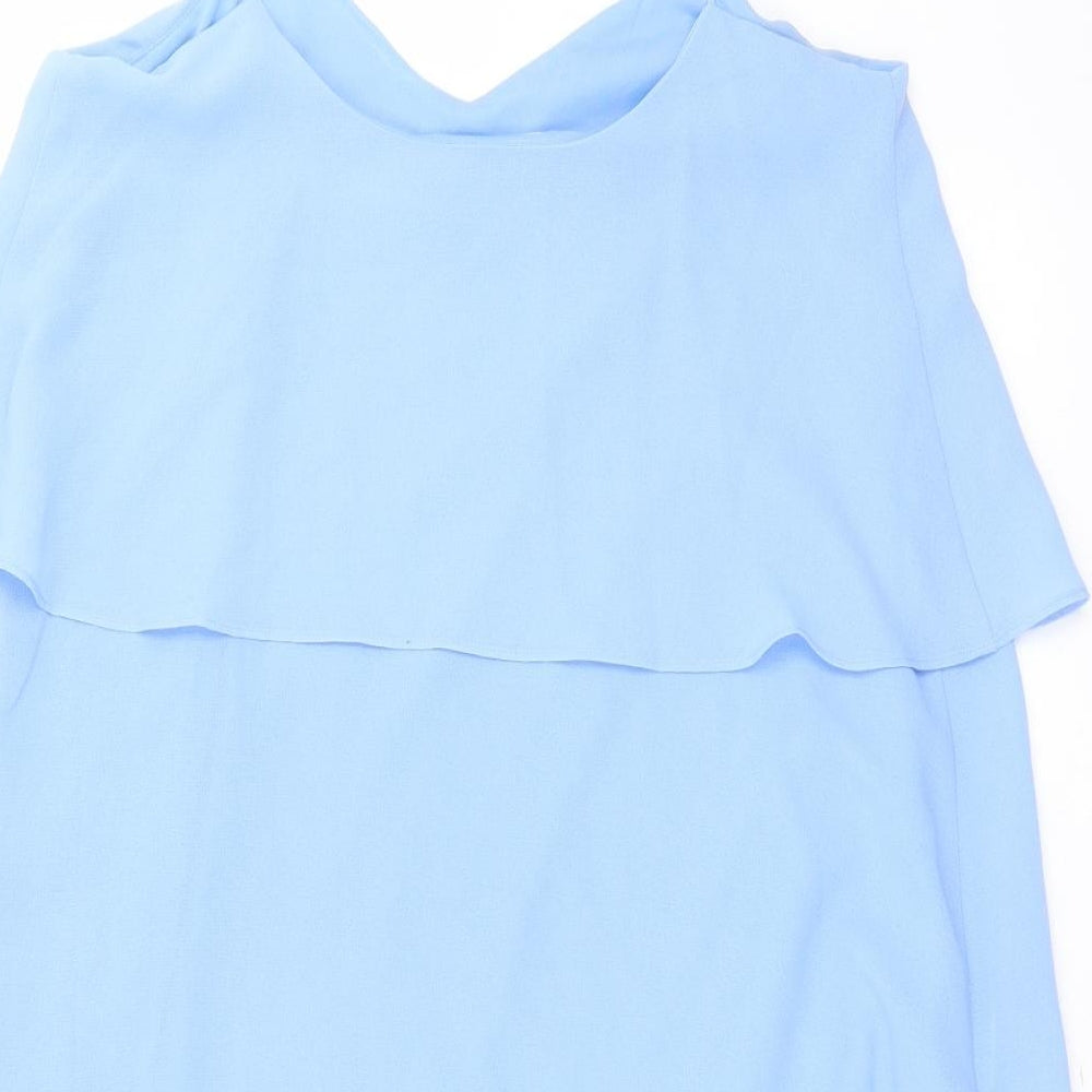 Mango Womens Blue Polyester Camisole Blouse Size S V-Neck
