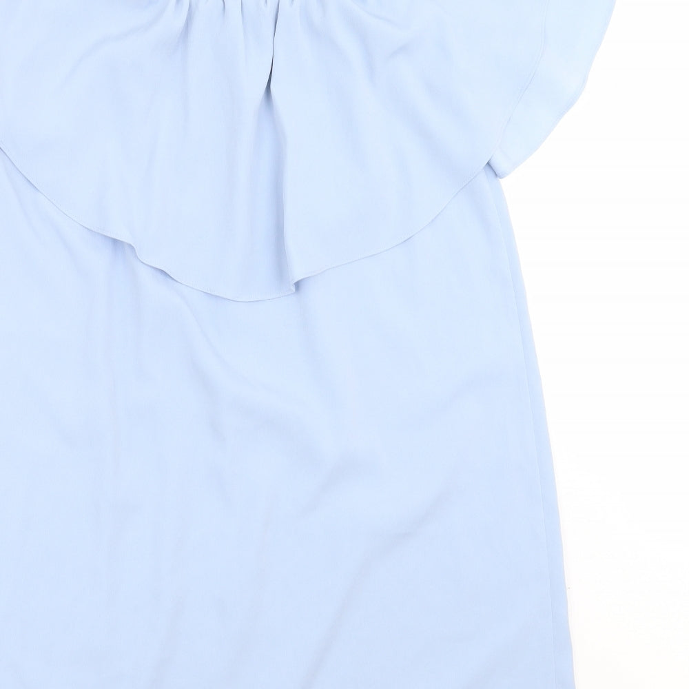 Topshop Womens Blue Polyester Basic Blouse Size 10 Round Neck