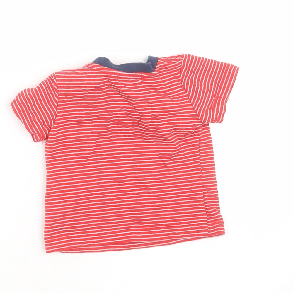 Early Days Baby Red Striped Cotton Basic T-Shirt Size 3-6 Months Round Neck