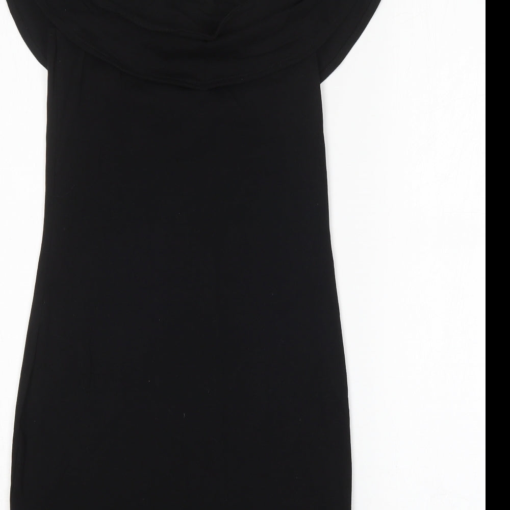 H&M Womens Black Cotton Mini Size S Boat Neck