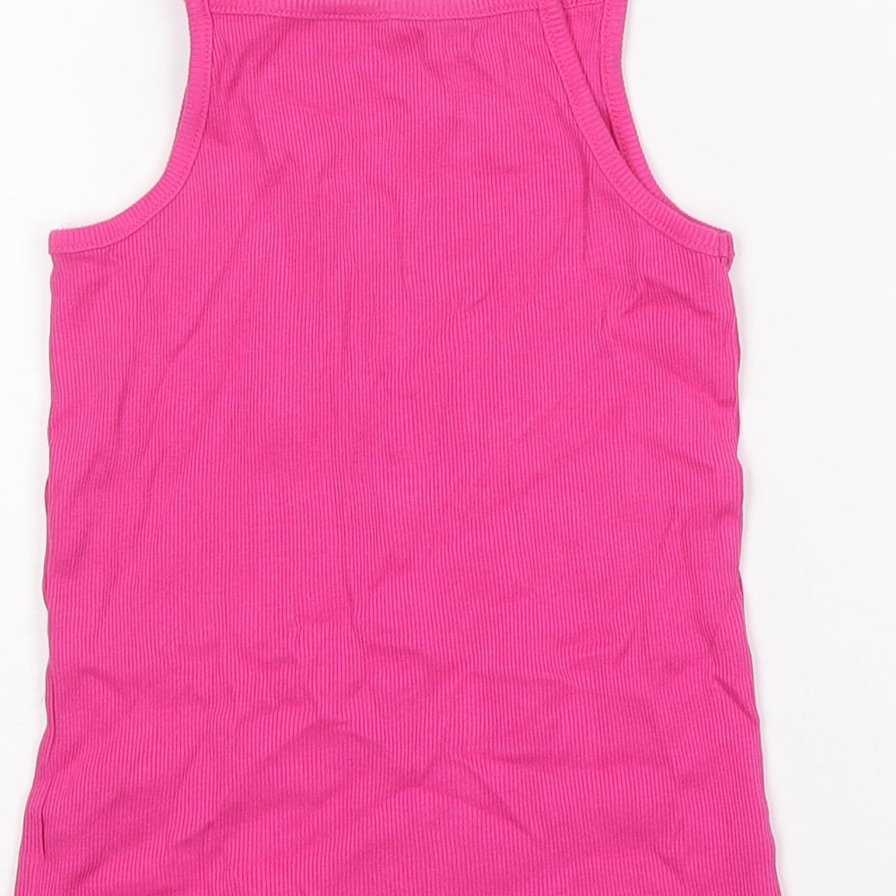 George Girls Pink Cotton Basic Tank Size 9-10 Years Square Neck