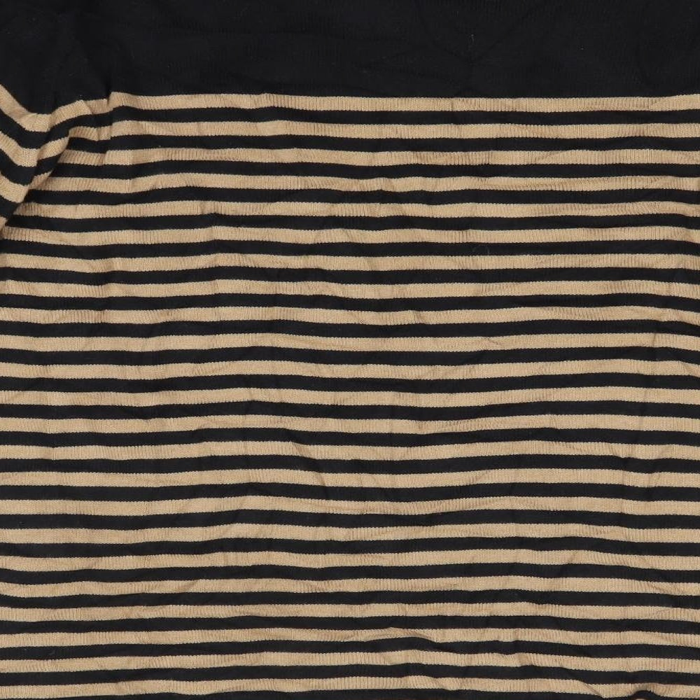 Isle Womens Brown Round Neck Striped 100% Cotton Pullover Jumper Size L
