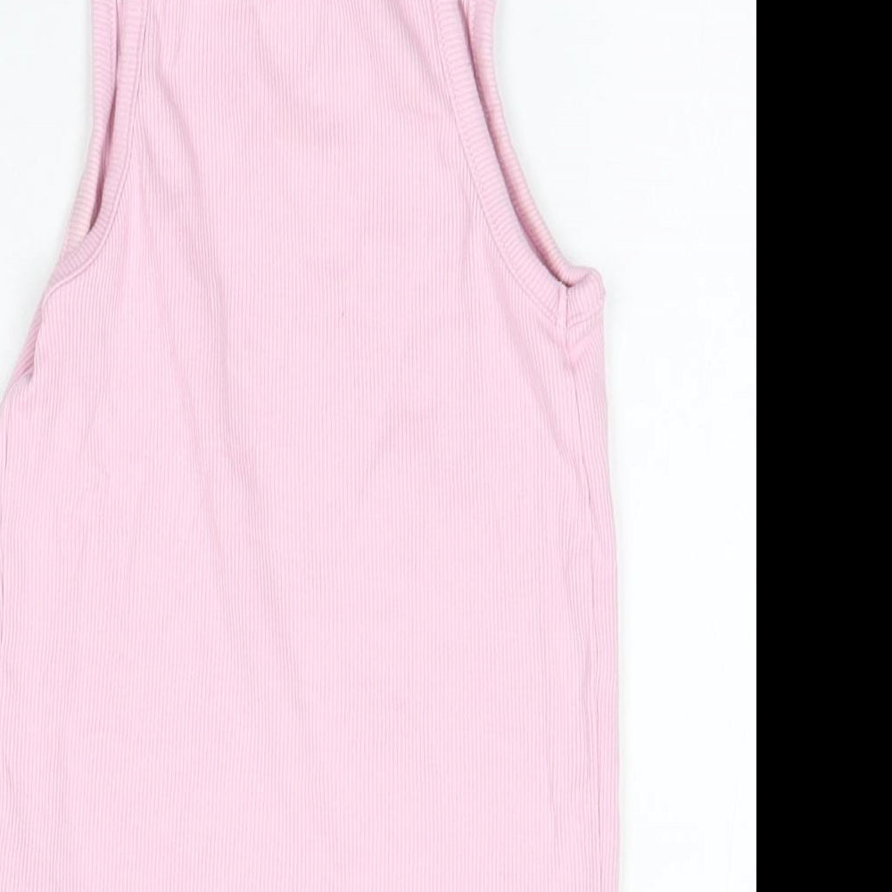 New Look Womens Pink Cotton Camisole Tank Size 8 Square Neck