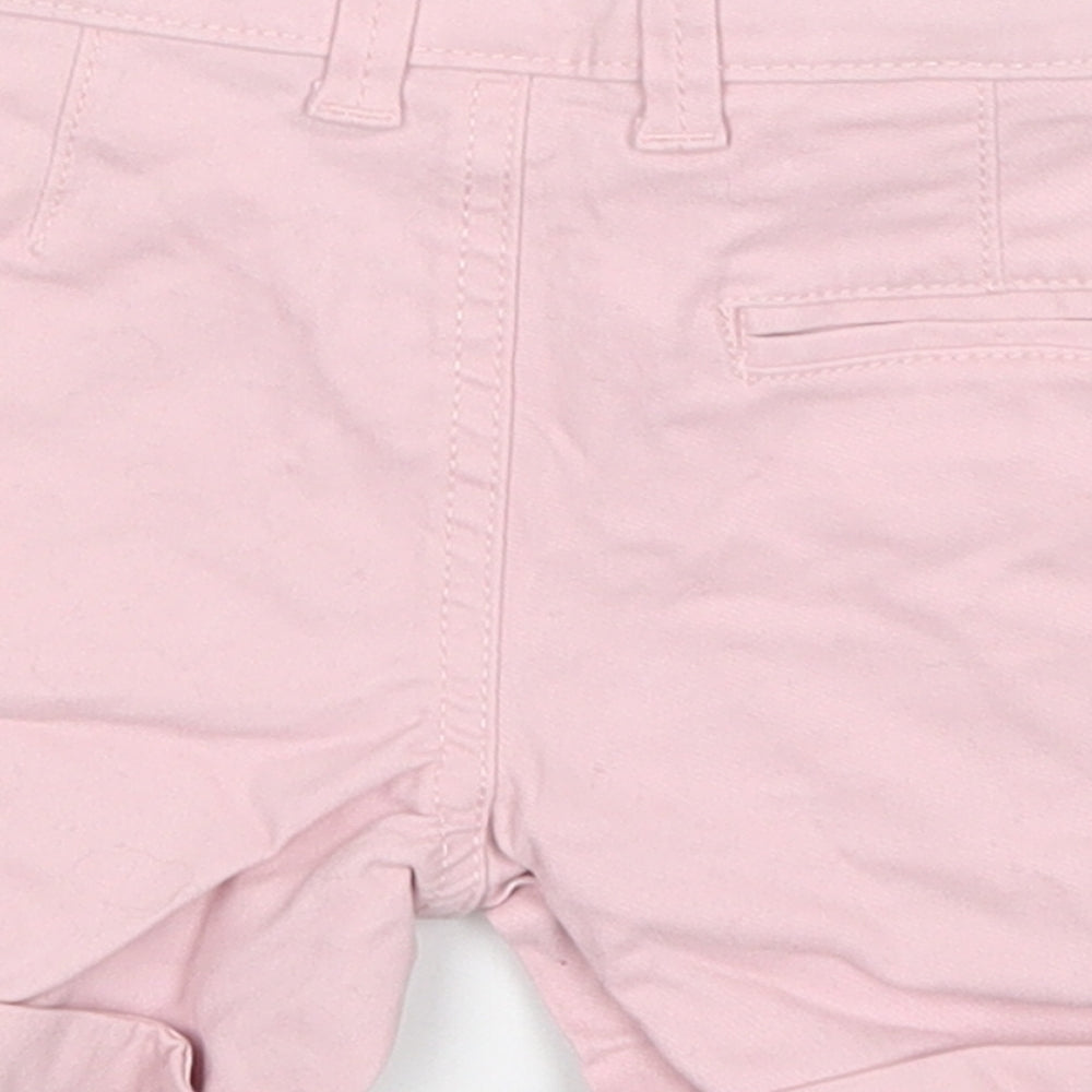 Denim Co Girls Pink Cotton Cropped Trousers Size 18-24 Months Button
