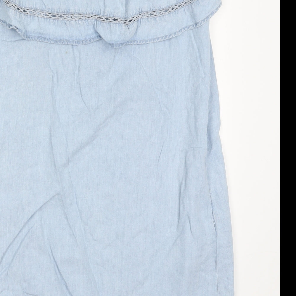 F&F Womens Blue Lyocell A-Line Size 10 Off the Shoulder Pullover
