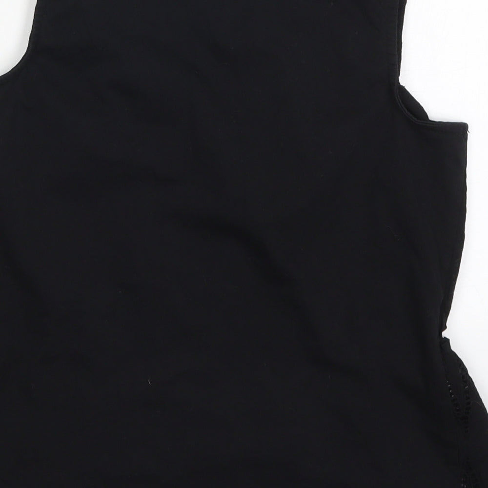 NEXT Womens Black Cotton Basic Tank Size 6 Round Neck