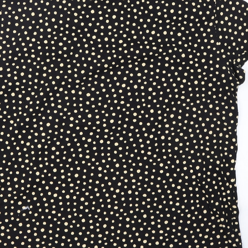H&M Womens Black Polka Dot Cotton Basic T-Shirt Size S Crew Neck