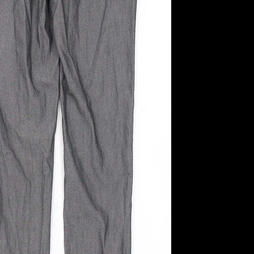 Peacocks Mens Grey Polyester Dress Pants Trousers Size 30 in L28 in Regular Hook & Eye