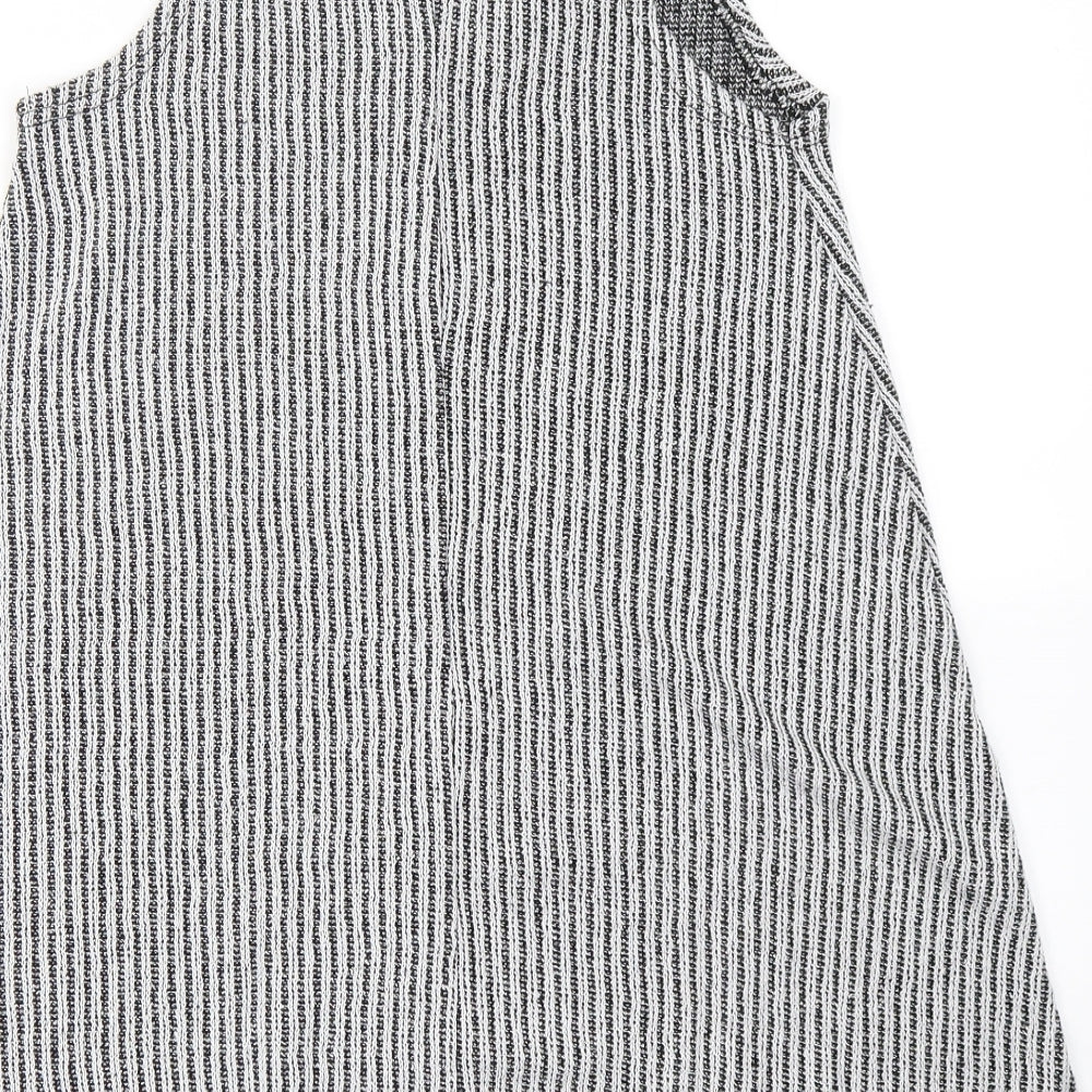 Atmosphere Womens Grey Striped Polyester Sheath Size 8 Round Neck