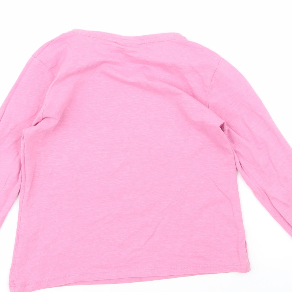 Matalan Girls Pink 100% Cotton Basic T-Shirt Size 7 Years Round Neck