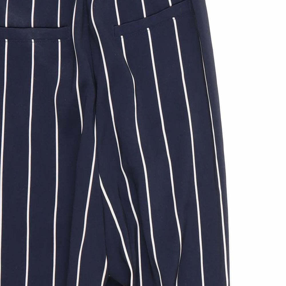 H&M Womens Multicoloured Striped Polyester Trousers Size 6 L23 in Regular