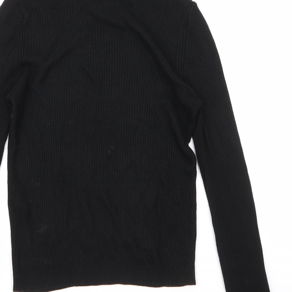 Topshop Womens Black Round Neck Viscose Pullover Jumper Size 10
