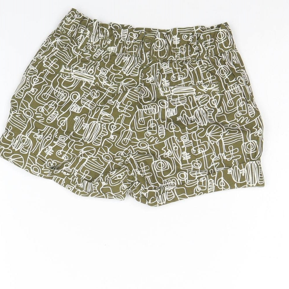Gap Girls Green Geometric Cotton Culotte Shorts Size 4 Years Regular Buckle