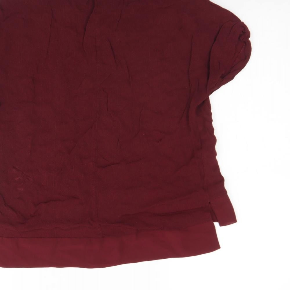 River Island Womens Red Polyester Basic Blouse Size 6 Round Neck