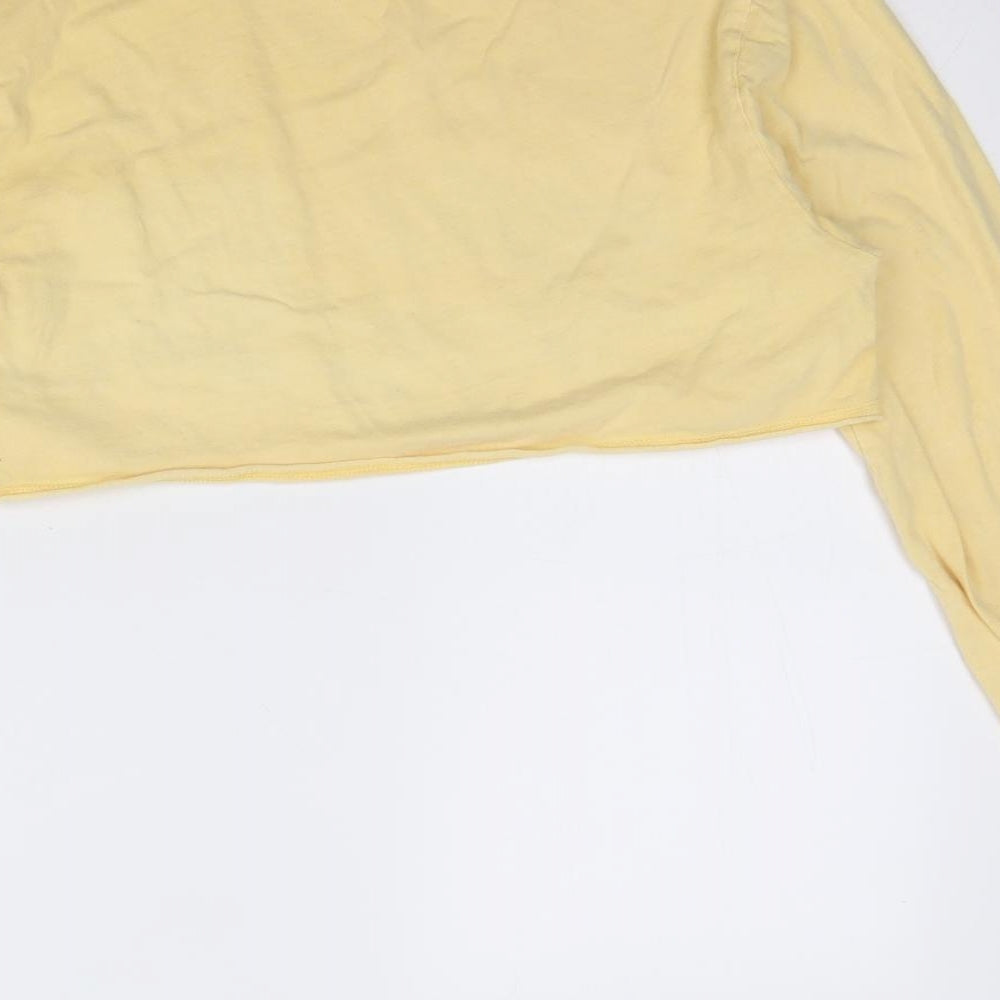 ASOS Womens Yellow Cotton Cropped T-Shirt Size 8 Round Neck