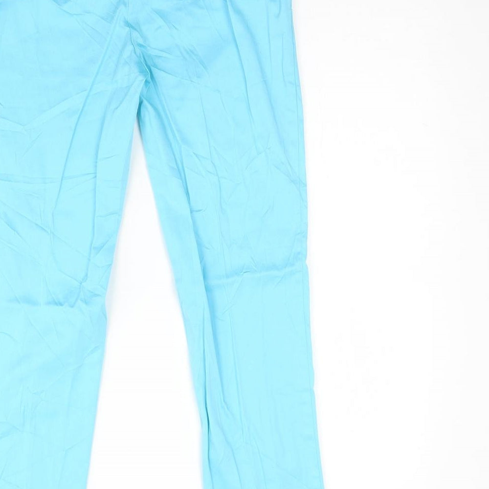 Atmosphere Womens Blue Cotton Trousers Size 6 L26 in Regular Hook & Eye