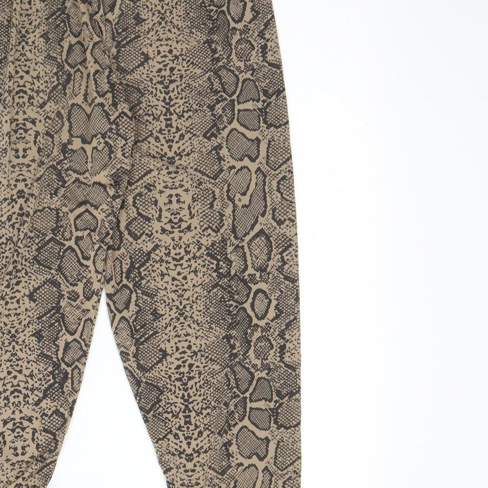 Preworn Girls Brown Animal Print Polyester Capri Trousers Size 11 Years Regular