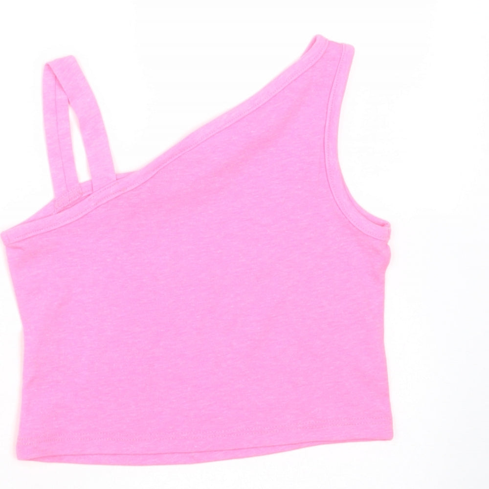 Matalan Girls Pink Cotton Basic T-Shirt Size 4 Years One Shoulder