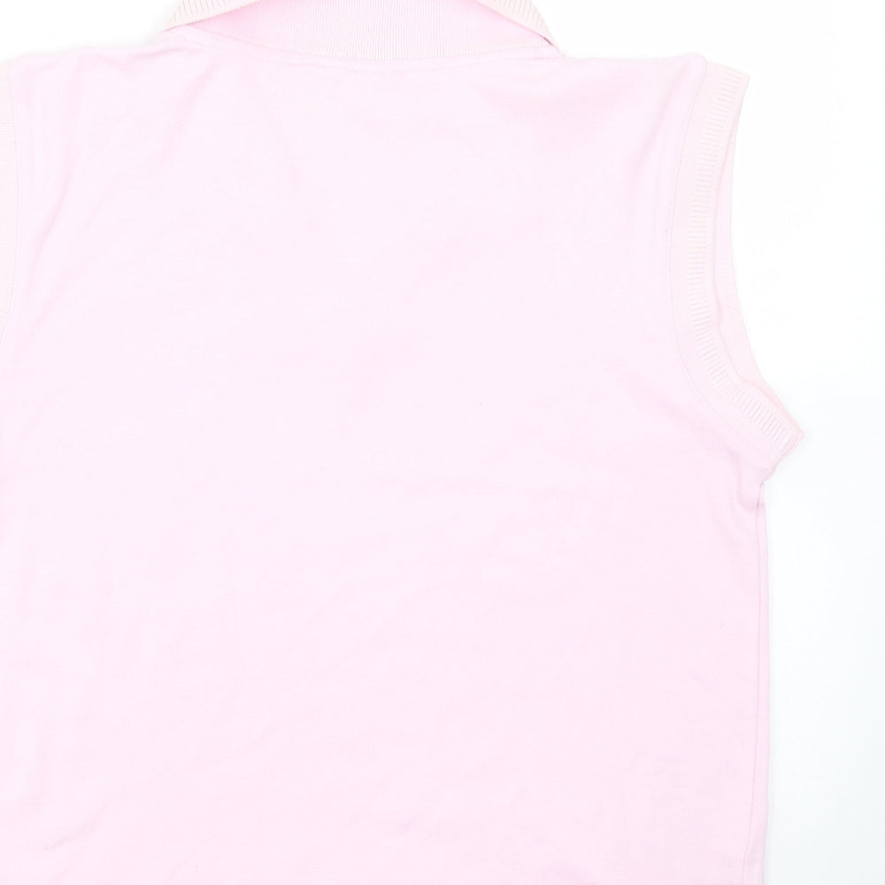 Preworn Womens Pink Collared Polyester Pullover Jumper Size 18