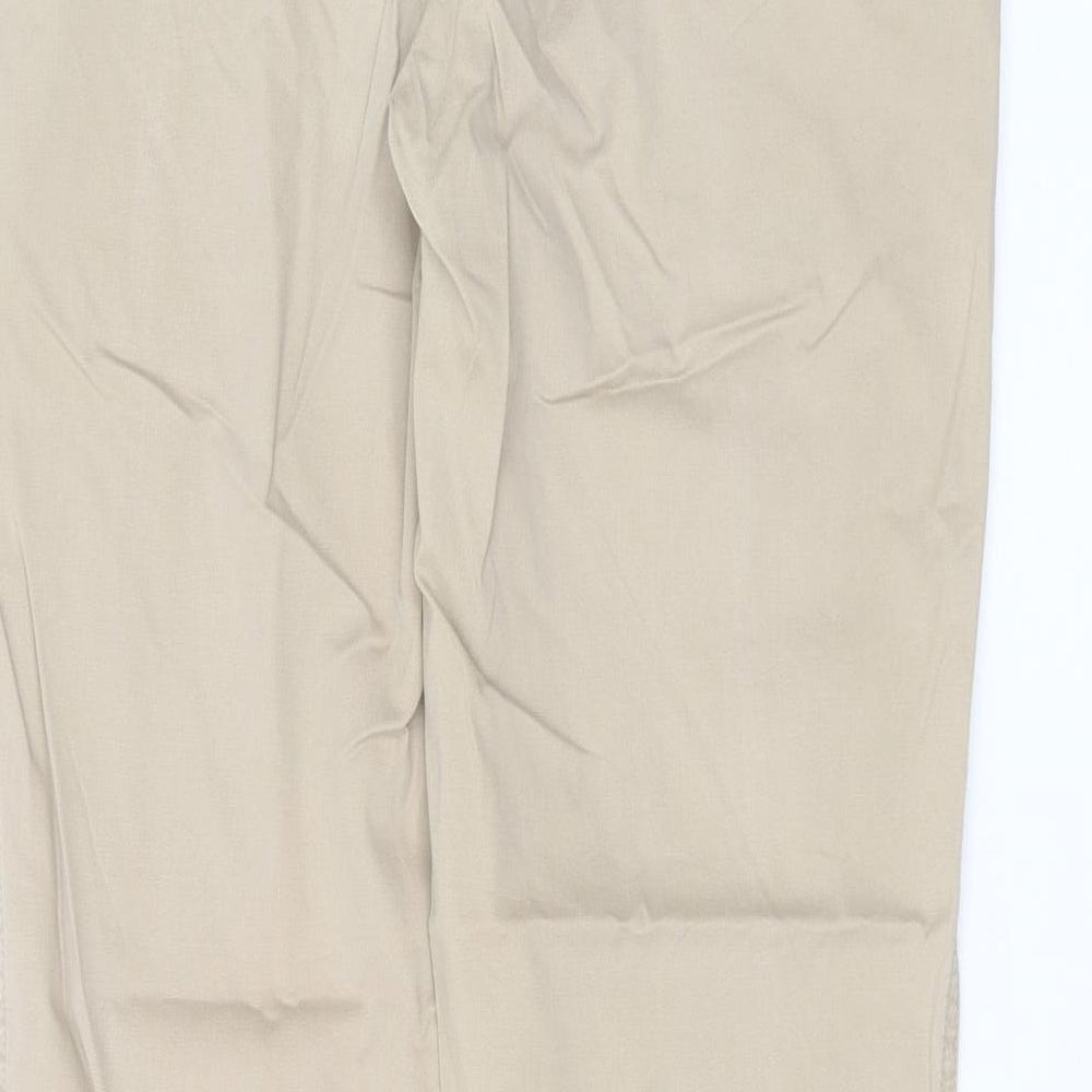 New Look Womens Beige Cotton Trousers Size 14 L31 in Slim