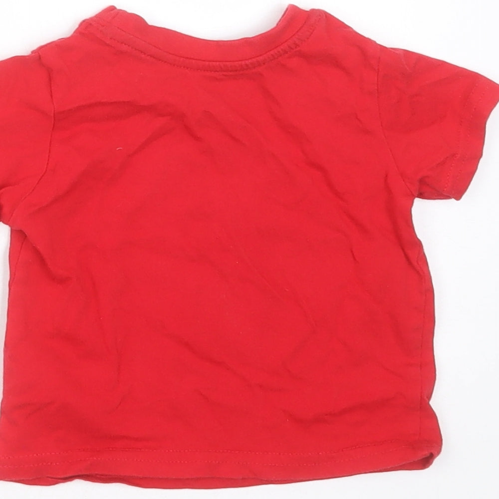mini rebel Baby Red Cotton Basic T-Shirt Size 9-12 Months Round Neck - mr cheeky