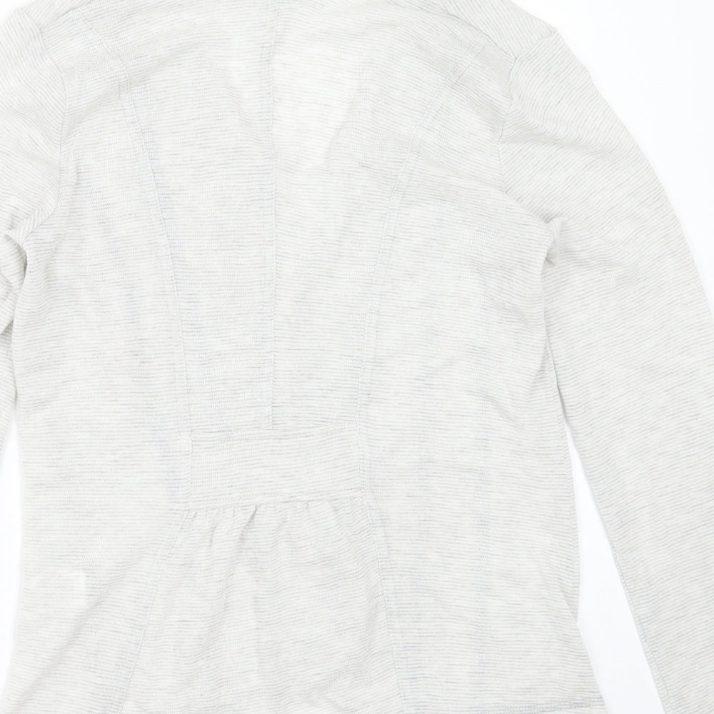 Marks & Spencer Womens Grey Collared Striped Viscose Cardigan Jumper Size 10