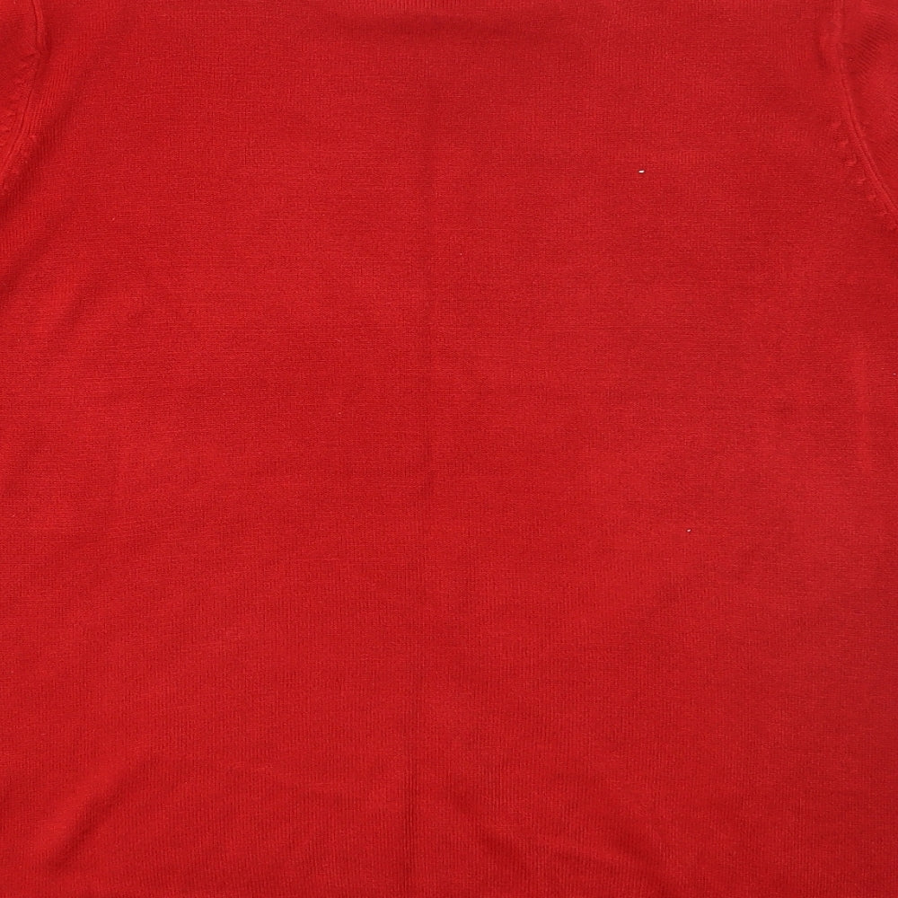 Alexara Womens Red Acrylic Basic T-Shirt Size S Round Neck