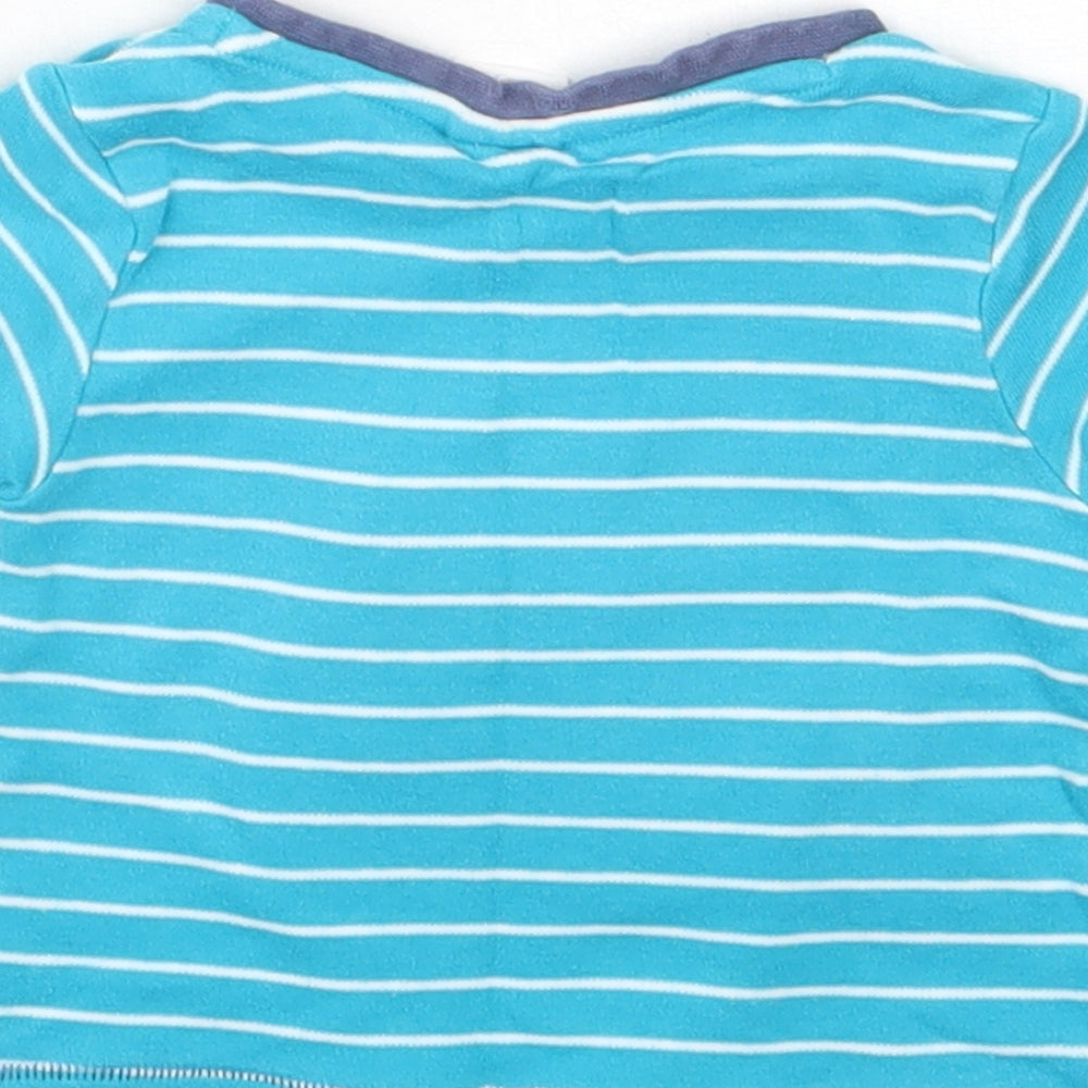 Mini Club Girls Blue Striped Cotton Basic T-Shirt Size 3-6 Months Round Neck - boat