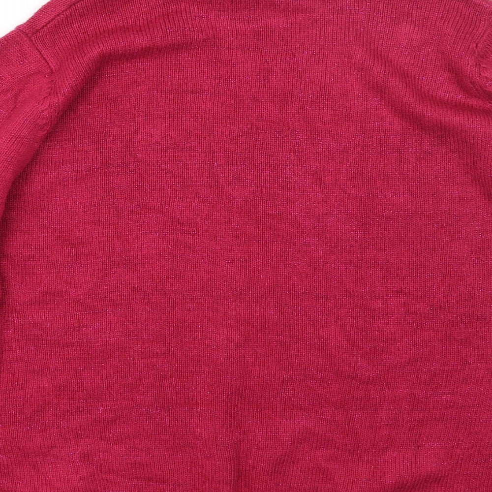 isle Womens Pink Round Neck Acrylic Pullover Jumper Size L
