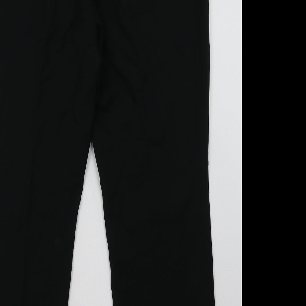 Marks & Spencer Mens Black Polyester Trousers Size 16 L32 in Regular Hook & Eye