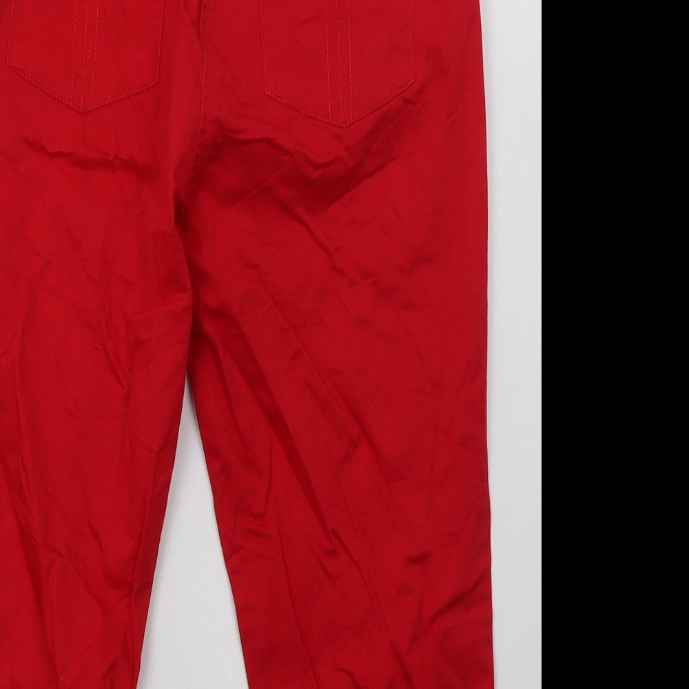 Encuentro Womens Red Cotton Cropped Trousers Size 10 Regular Hook & Eye