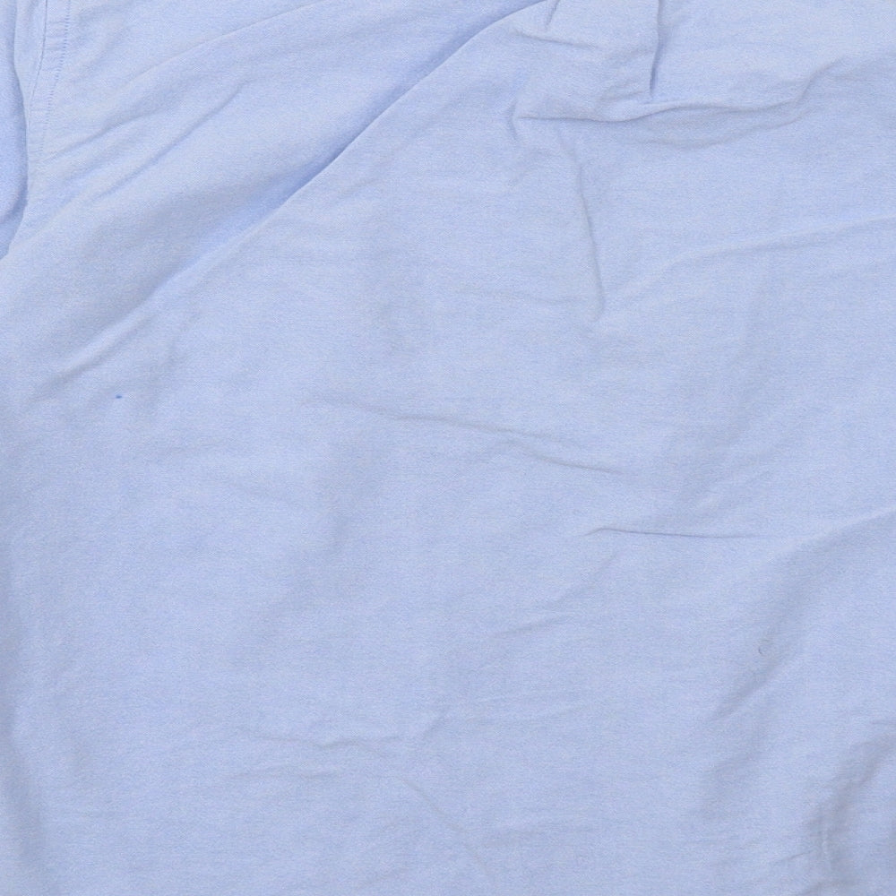 larsson & co Mens Blue Cotton Button-Up Size M Collared Button