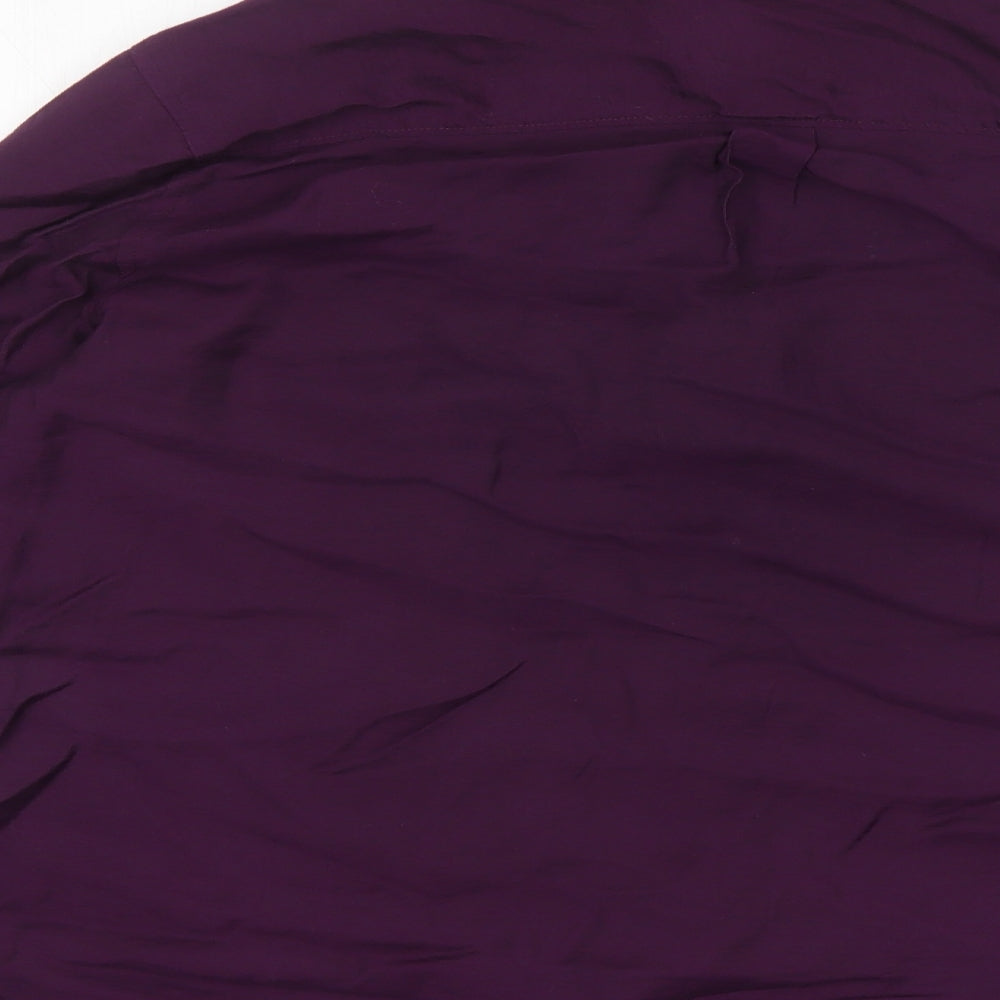 Roz & Ali Womens Purple Nylon Basic Button-Up Size L Collared