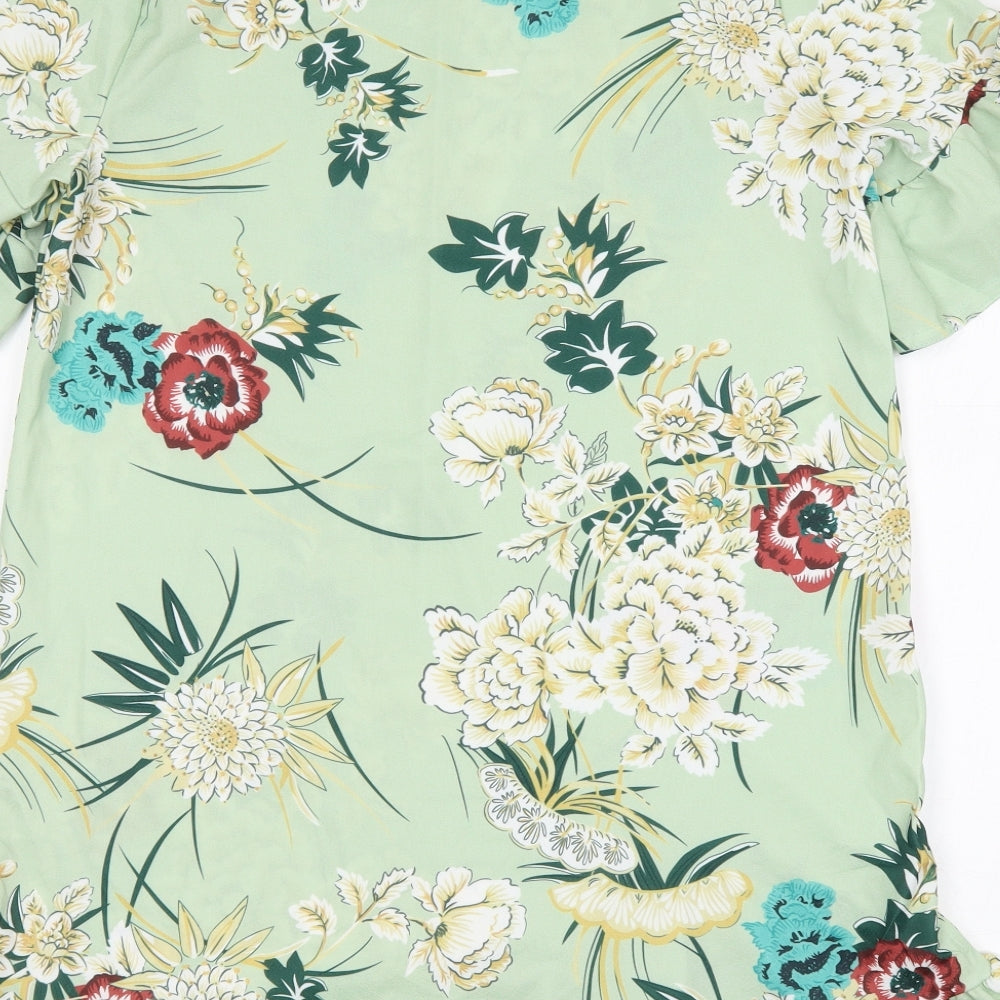 Preworn Womens Multicoloured Floral Polyester A-Line Size XL Round Neck
