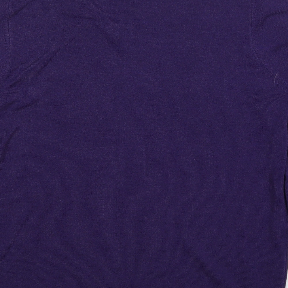 Marks & Spencer Mens Purple V-Neck Acrylic Pullover Jumper Size S