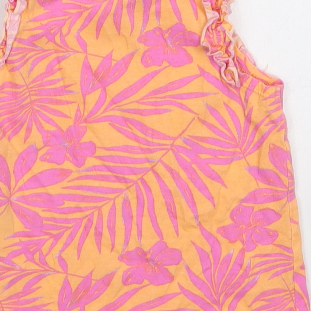 H&M Girls Pink Floral Cotton Basic Tank Size 18-24 Months Round Neck Pullover - Orange