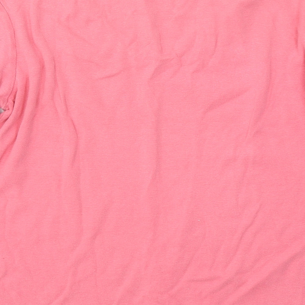 Eva Womens Pink Cotton Basic T-Shirt Size M V-Neck