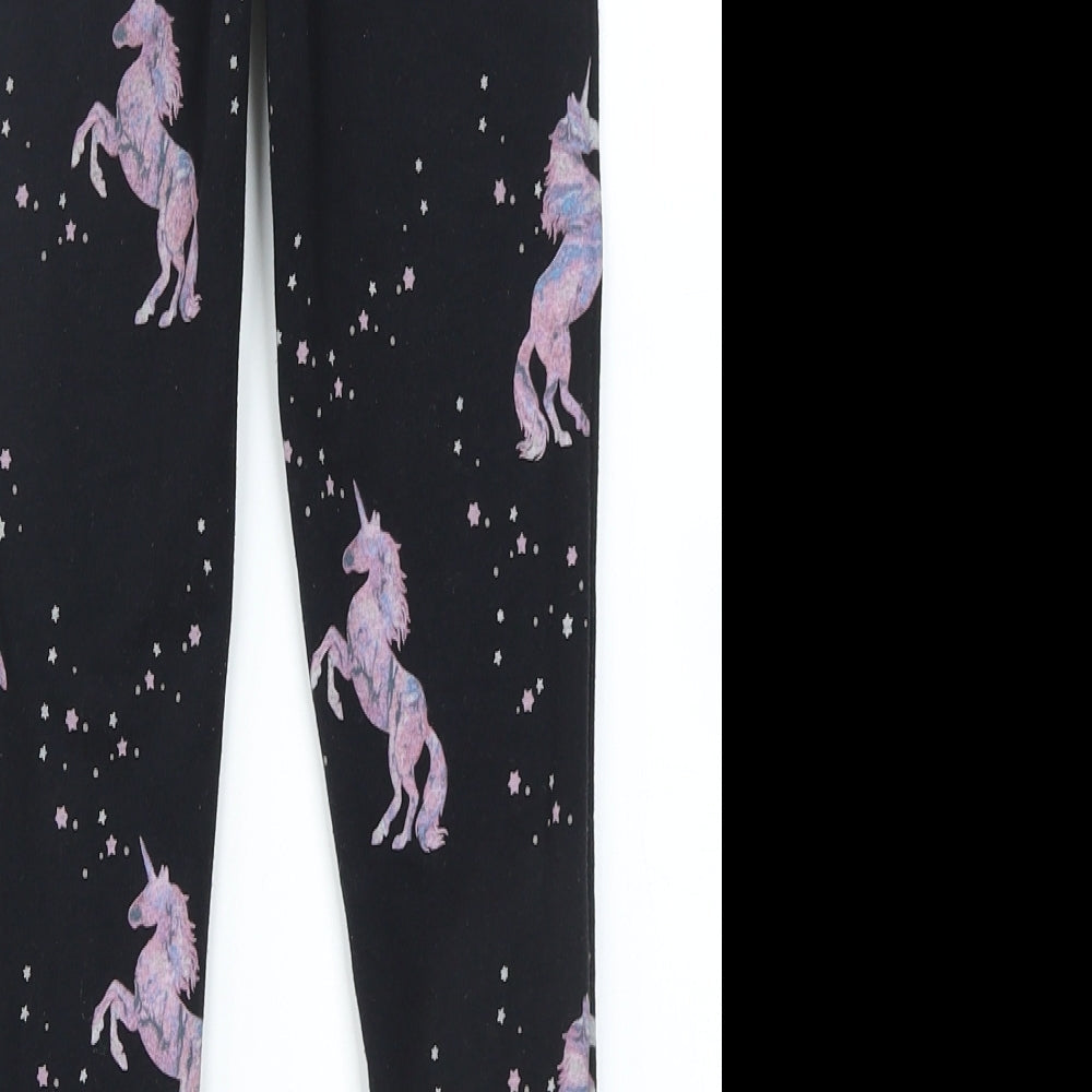 TU Girls Black Spotted Cotton Jegging Trousers Size 9 Months Regular - Unicorn