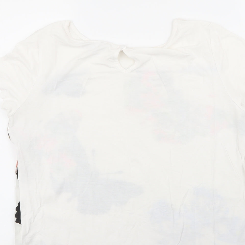 Debenhams Womens Multicoloured Floral Polyester T-Shirt Size 14 Round Neck