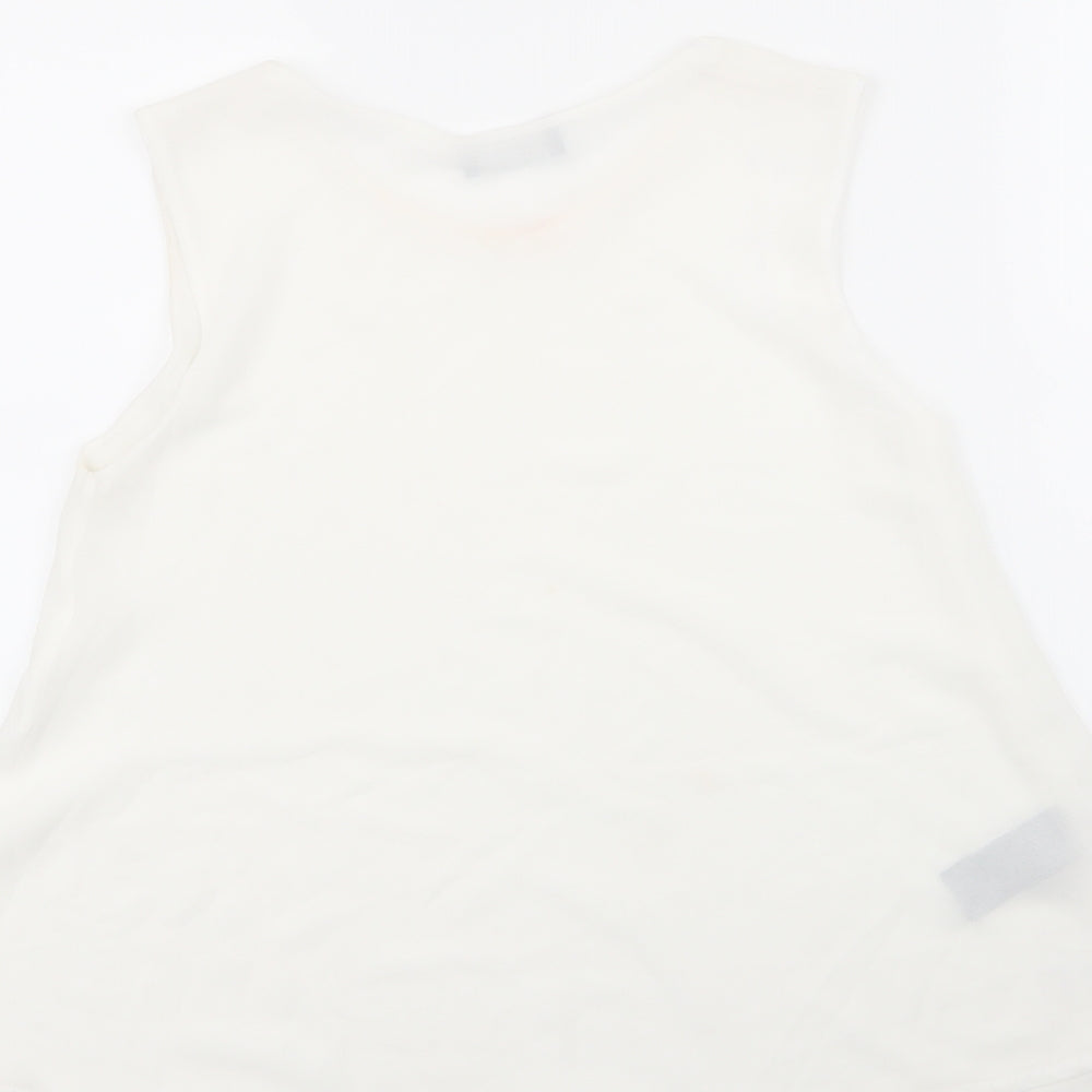James Lakeland Womens White Polyester Basic Blouse Size 10 Round Neck