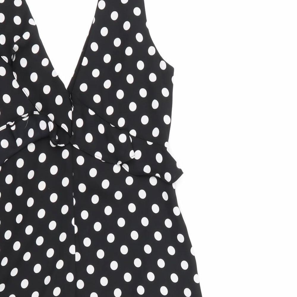 bcbgmazazrai Womens Multicoloured Polka Dot Polyester Fit & Flare Size 4 Round Neck