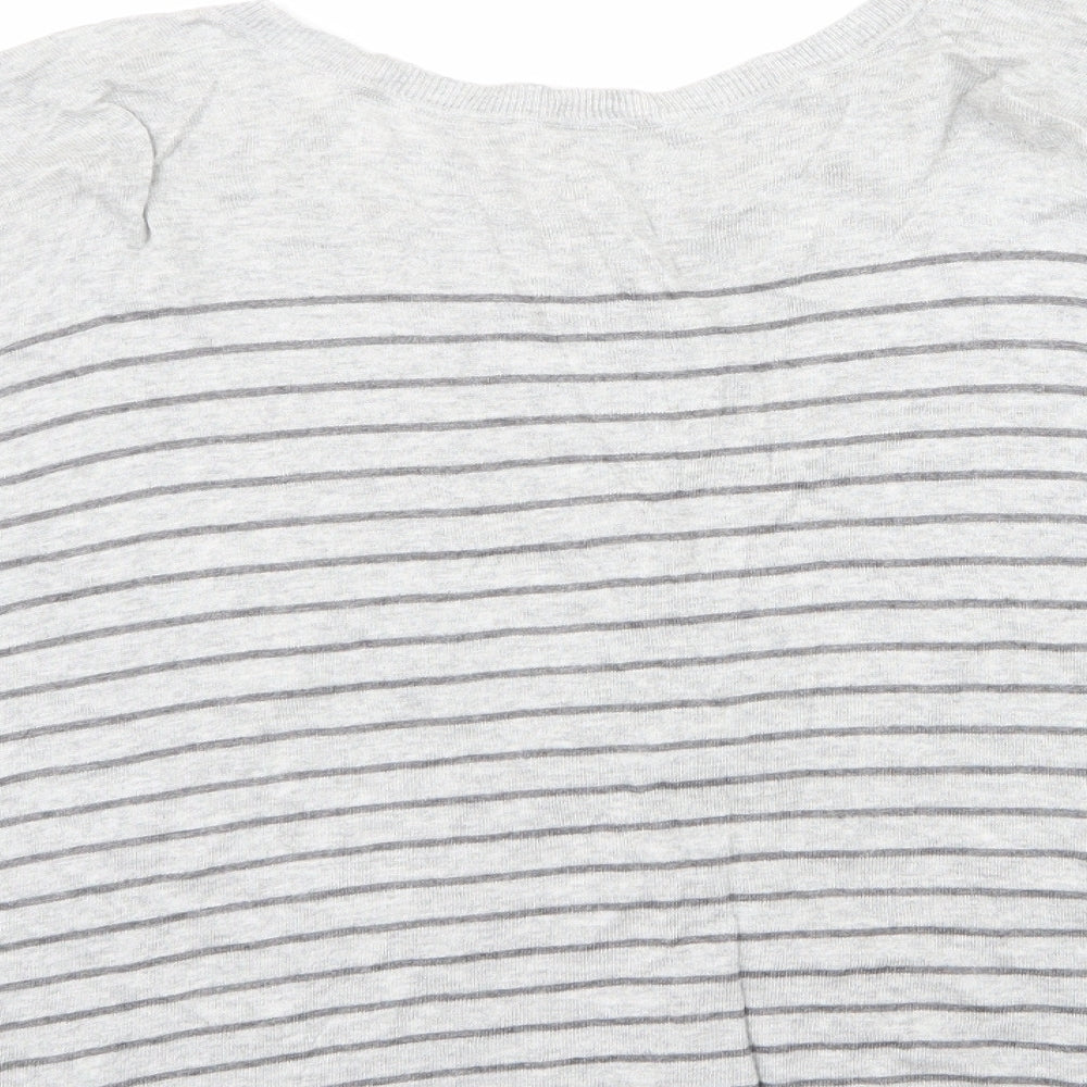 Atmosphere Womens Grey Roll Neck Striped Viscose Cardigan Jumper Size 12