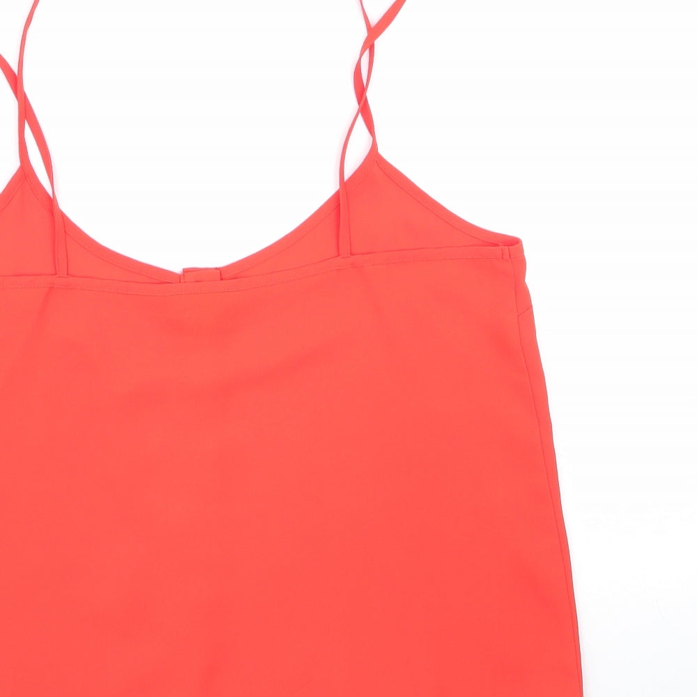 Topshop Womens Orange Polyester Basic Blouse Size 10 Round Neck