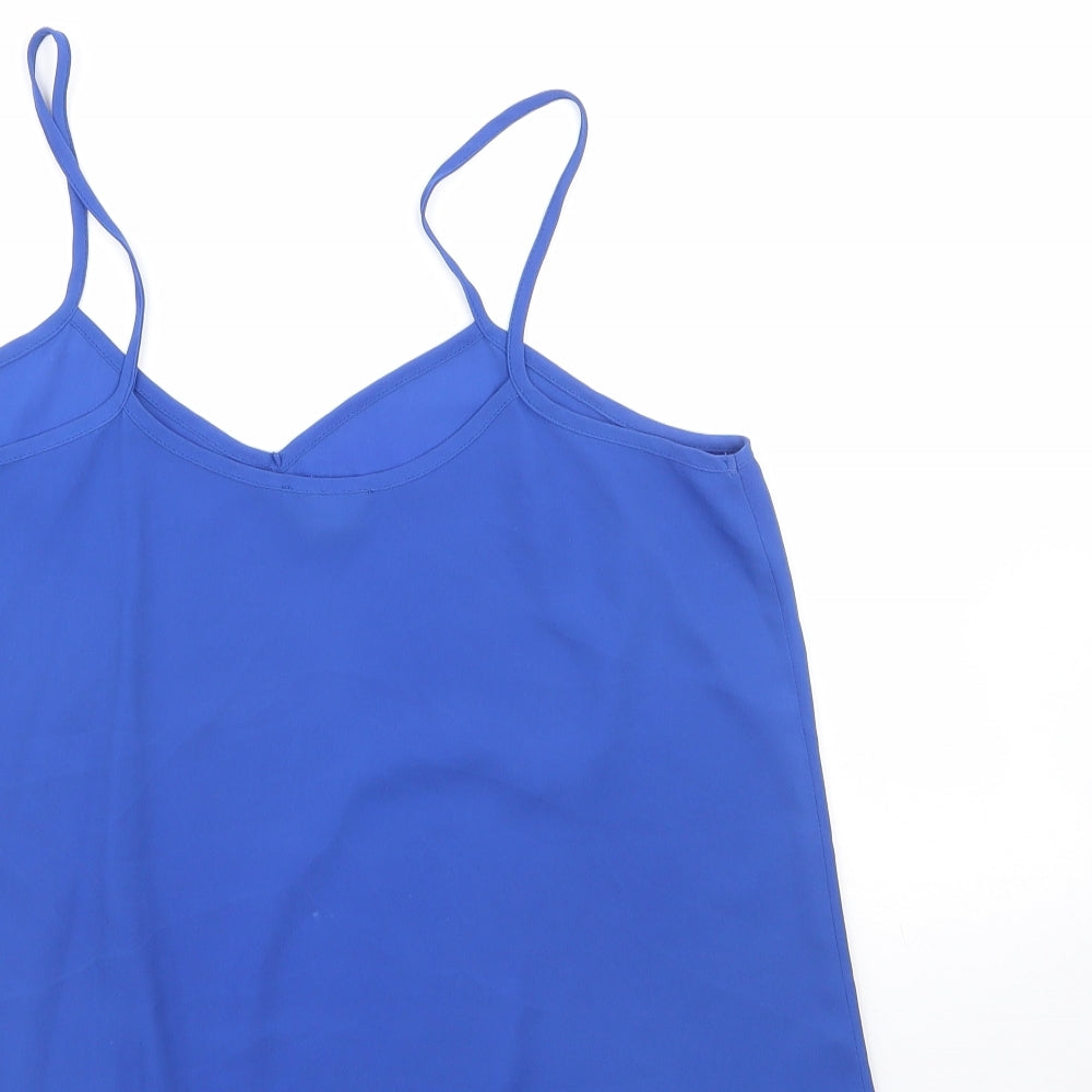 Topshop Womens Blue Polyester Basic Blouse Size 10 Round Neck