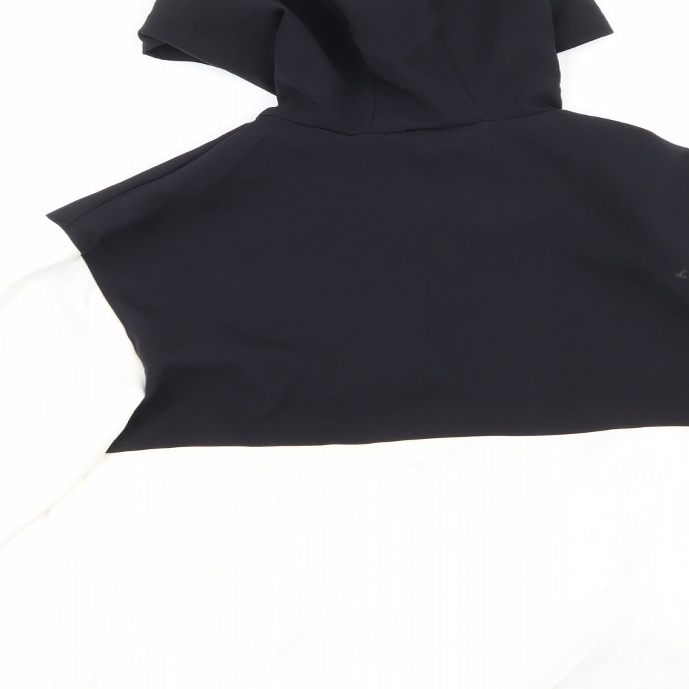 Primark Womens White Striped Polyester Full Zip Hoodie Size 4