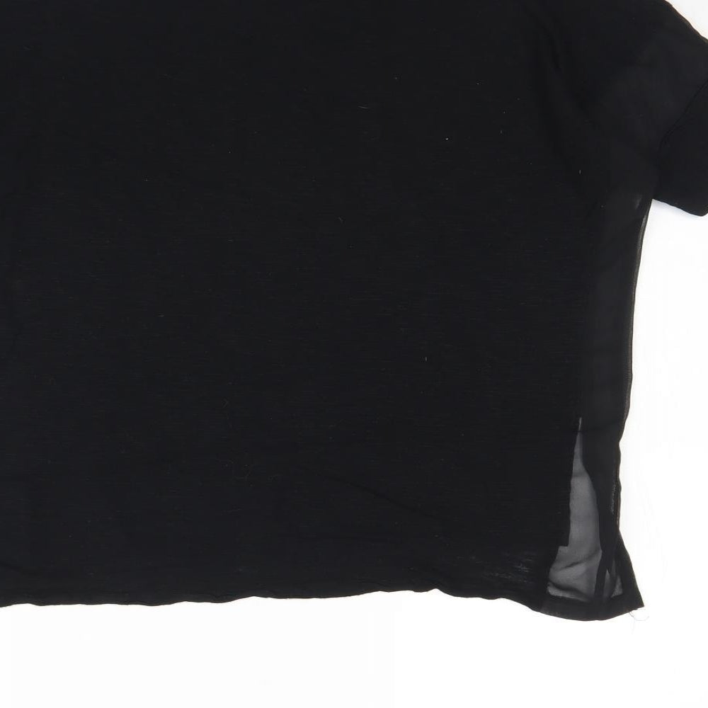 Warehouse Womens Black Viscose Basic Blouse Size 8 Round Neck