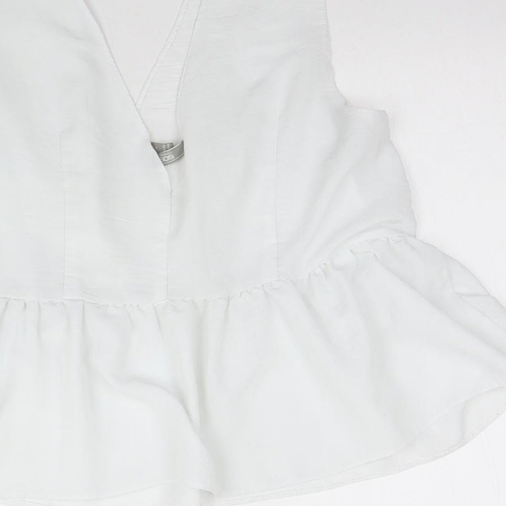 ASOS Womens White Polyester Basic Tank Size 16 V-Neck