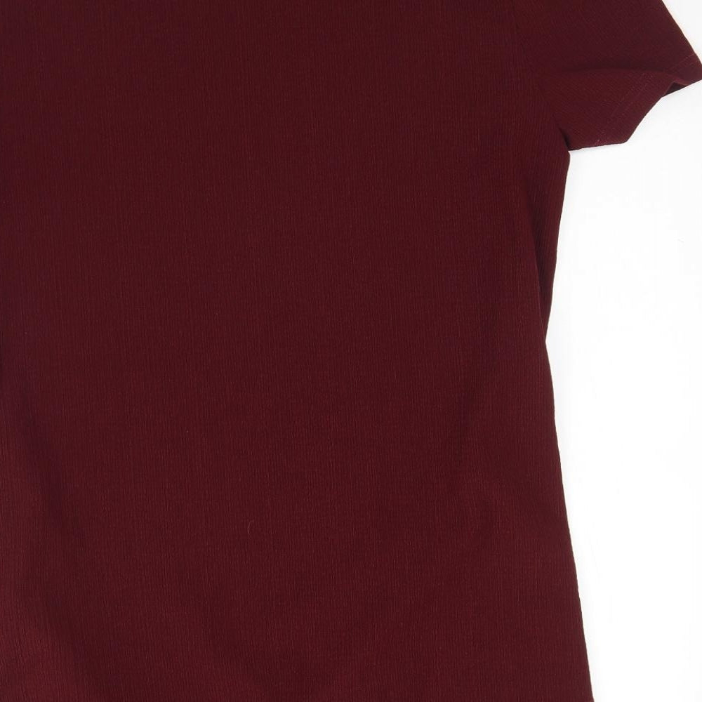 Mamalicious Womens Red Polyester Basic Blouse Size L Round Neck